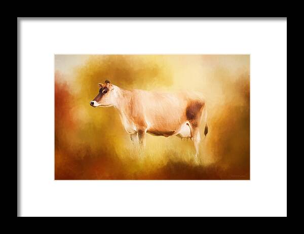 Jersey Framed Print featuring the photograph Jersey Cow in Field by Michelle Wrighton