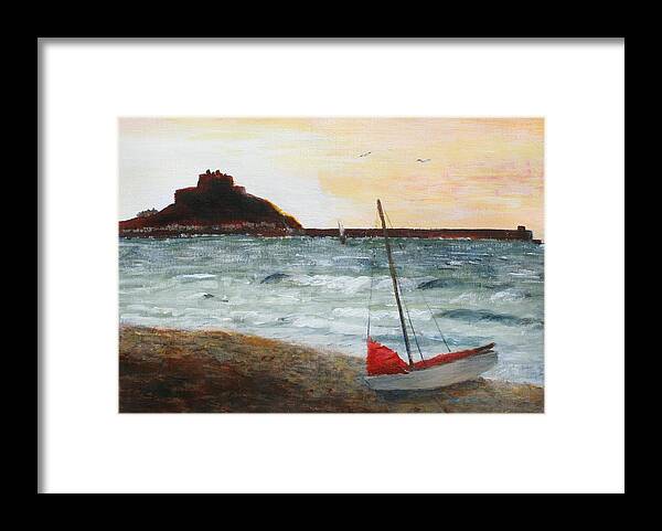 Jersey Framed Print featuring the painting Jersey Sunrise by Nigel Radcliffe