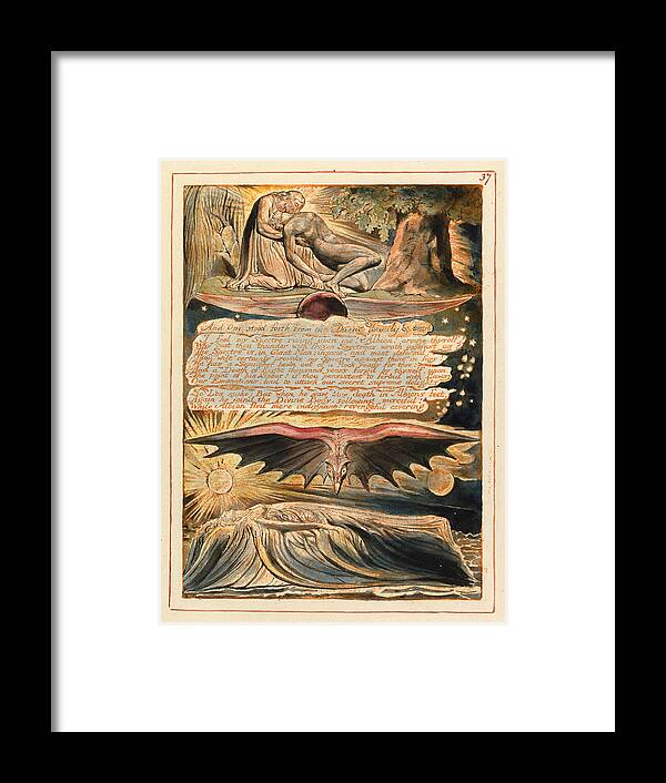 William Blake Framed Print featuring the drawing Jerusalem. Plate 37 by William Blake