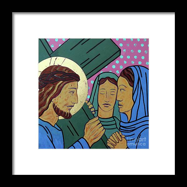 Jesus Framed Print featuring the painting Jesus and the women of Jerusalem by Sara Hayward