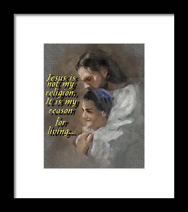 Jesus Framed Print featuring the painting Jesus is not my religion by Charlie Roman