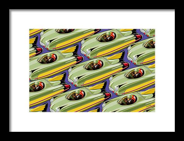 Toys Framed Print featuring the digital art Jet Racer rush hour by Ron Magnes