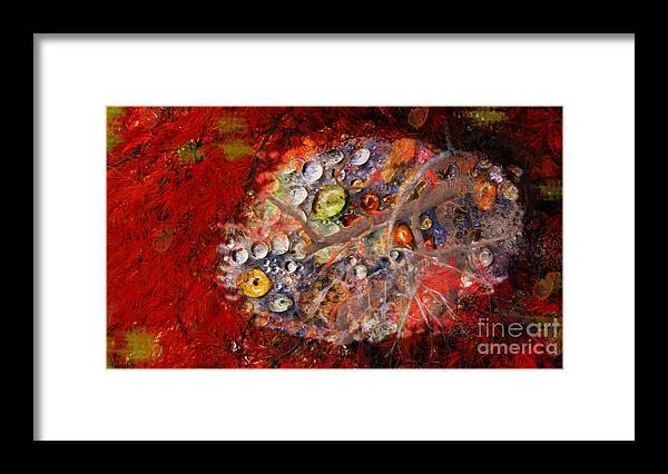 Fall Framed Print featuring the digital art Jewels and the Japanese Maple by Lisa Redfern