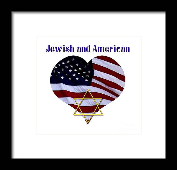 Jewish And American Framed Print featuring the photograph Jewish And American Flag with Star of David by Rose Santuci-Sofranko