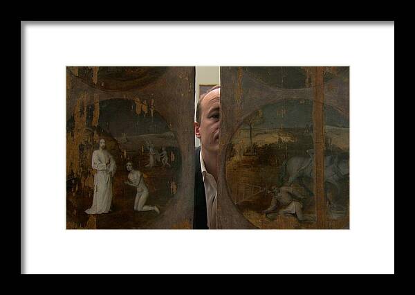 Jheronimus Bosch Framed Print featuring the digital art Jheronimus Bosch, geraakt door de duivel by Maye Loeser