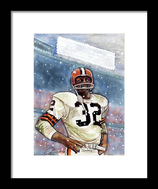 Jim Brown Framed Print featuring the painting Jim Brown by Dave Olsen