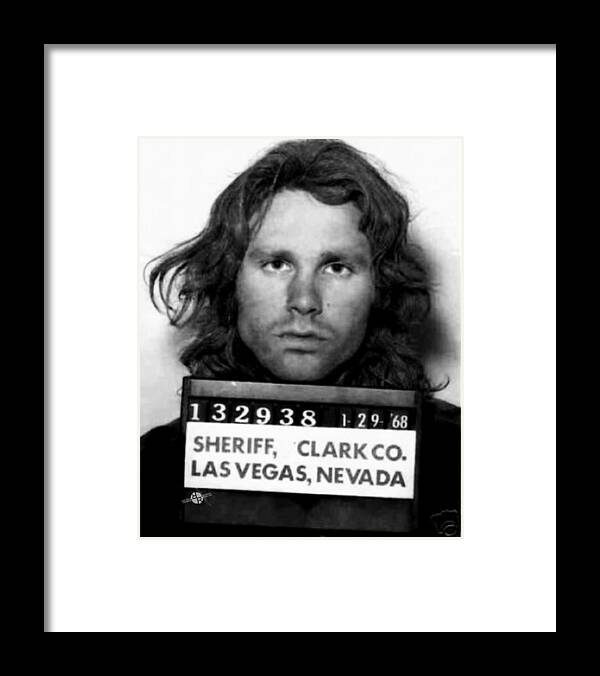 Jim Morrison Framed Print featuring the photograph Jim Morrison Mug Shot 1968 Photo by Tony Rubino