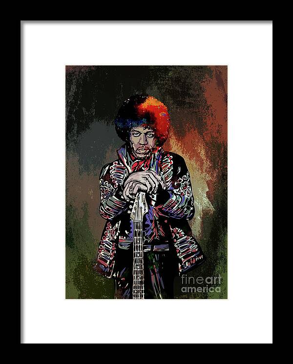 Hendrix Framed Print featuring the painting Jimi by Andrzej Szczerski