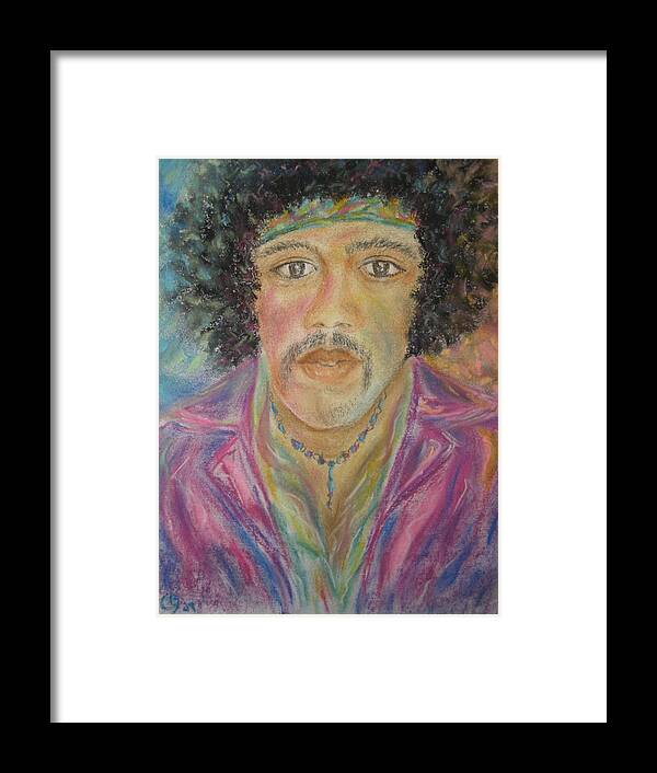Jimi Hendrix Framed Print featuring the painting Jimi by Carrie Mayotte