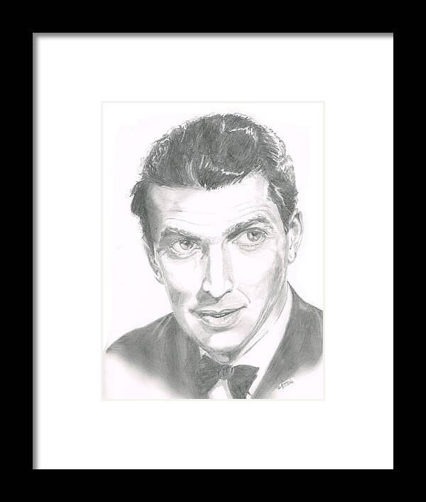 Jimmy Stewart Framed Print featuring the drawing Jimmy Stewart by Andrew Gillette