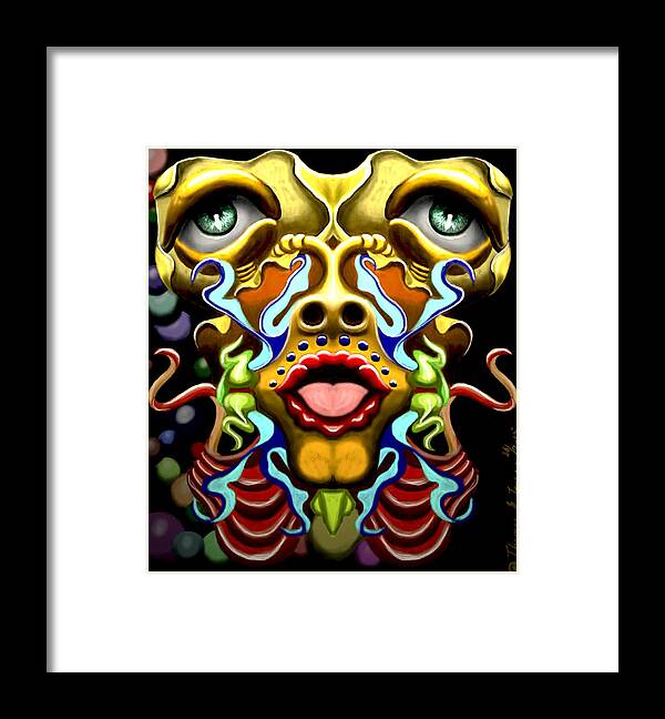 Abstract Framed Print featuring the painting Joe The Tongue by ThomasE Jensen