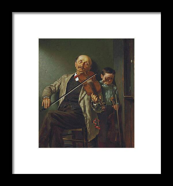 John George Brown Framed Print featuring the painting John George Brown The Duet 1882 by Movie Poster Prints