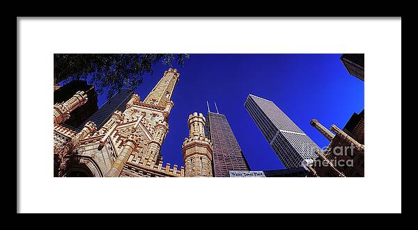 John Framed Print featuring the photograph John Hancock Building and Water Tower Place by Tom Jelen