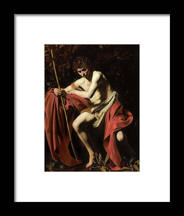 Italian Framed Print featuring the painting John in the Wilderness by Michelangelo Caravaggio