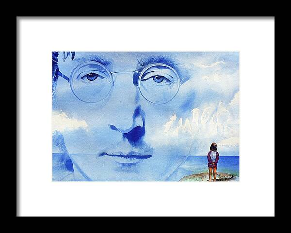 Musicians Framed Print featuring the painting John Lennon by Ken Meyer jr