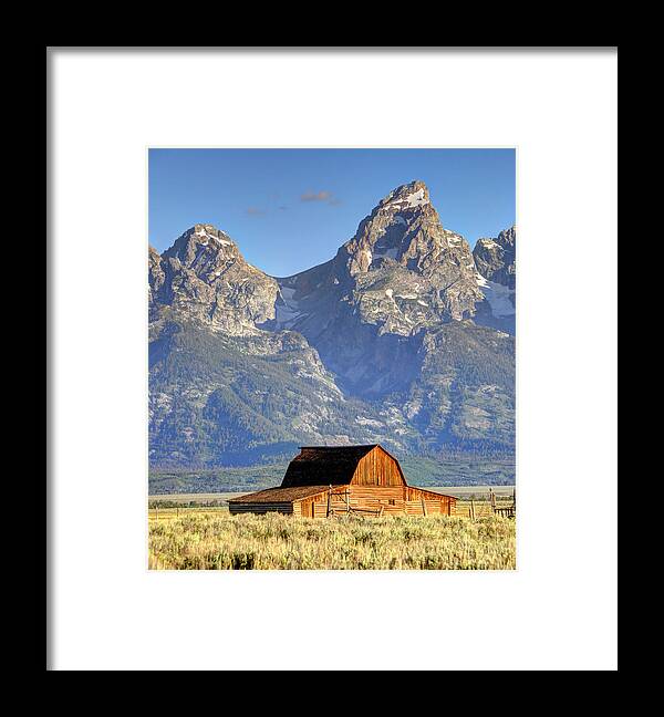 Grand Framed Print featuring the photograph John Moulton Barn - Grand Teton National Park by Gary Whitton