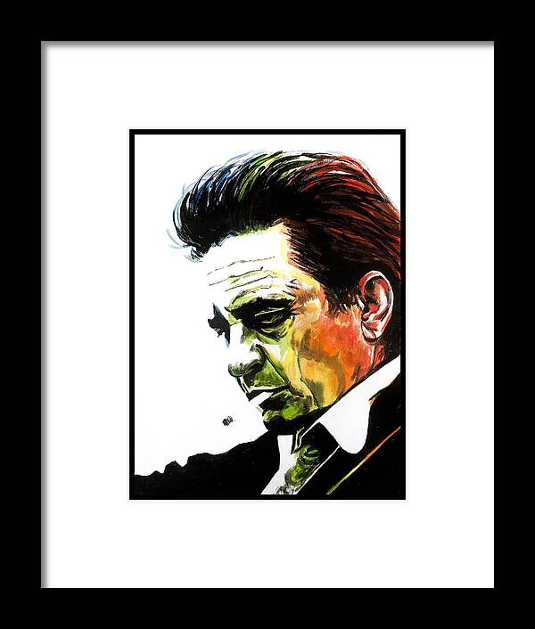 Portrait Framed Print featuring the painting Johnny Cash by Joel Tesch