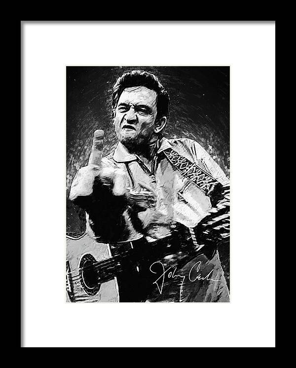 Johnny Cash Framed Print featuring the digital art Johnny Cash by Zapista OU
