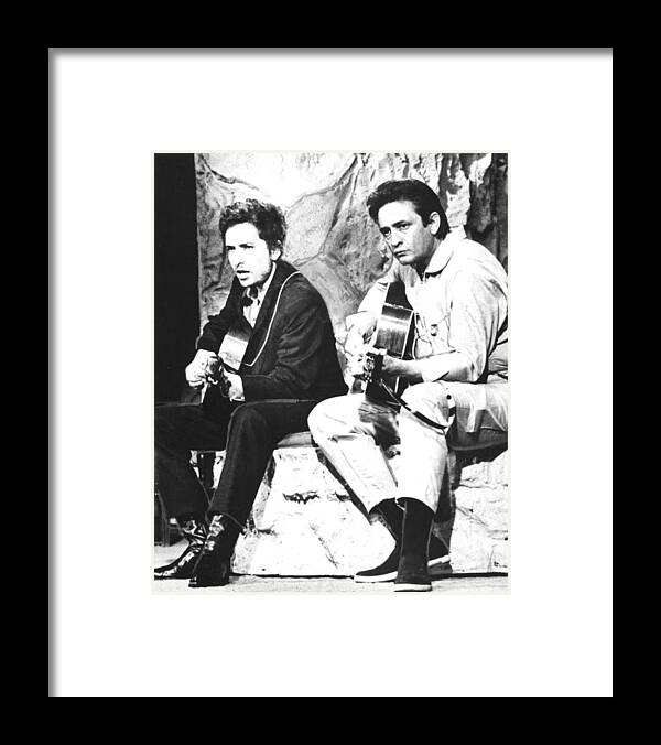 Candid Framed Print featuring the photograph Johnny Cash, With Bob Dylan, C. 1969 by Everett