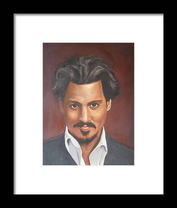 Portraits Framed Print featuring the painting Johnny Depp by Kathie Camara