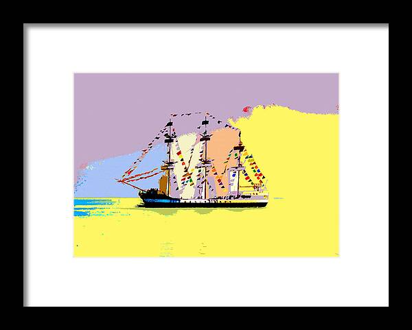 Gasparilla Framed Print featuring the painting Jose Gasparilla sailing colorful Tampa Bay by David Lee Thompson