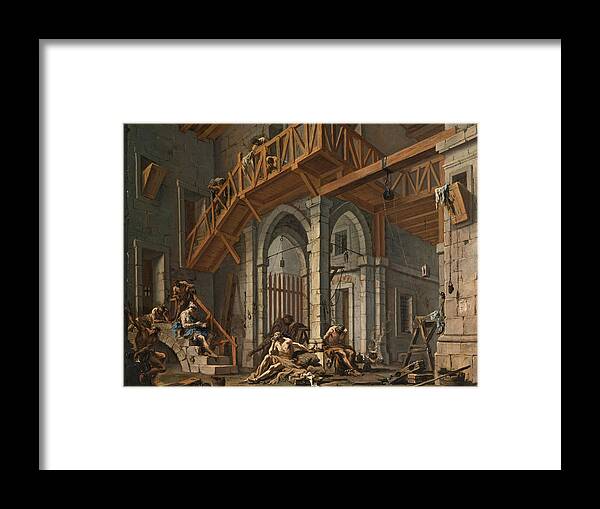 Alessandro Magnasco Framed Print featuring the painting Joseph interprets the Dreams of the Pharaoh's Servants whilts in Jail by Alessandro Magnasco
