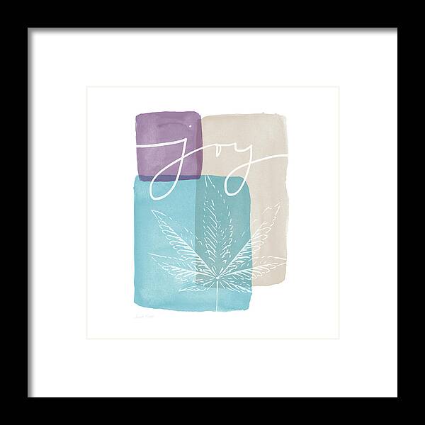 Cannabis Framed Print featuring the mixed media Joy Cannabis Leaf Watercolor- Art by Linda Woods by Linda Woods