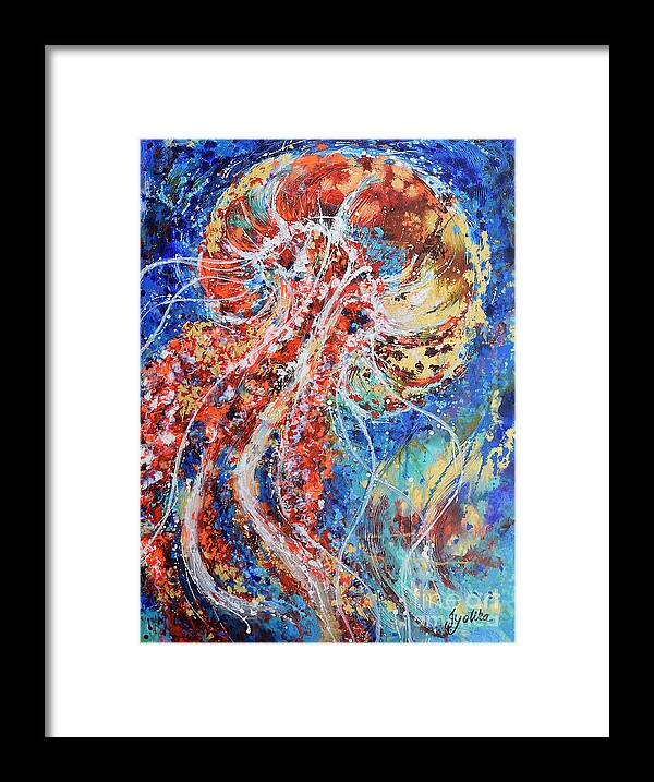 Jellyfish Framed Print featuring the painting Joyous Jellyfish by Jyotika Shroff