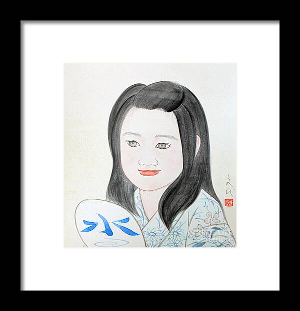 Japanese Framed Print featuring the painting Jozen Mizu no Gotoshi by Fumiyo Yoshikawa