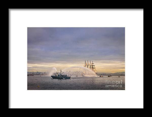 Elcano Framed Print featuring the photograph Juan Sebastian Elcano arriving to The Port Of Ferrol by Pablo Avanzini