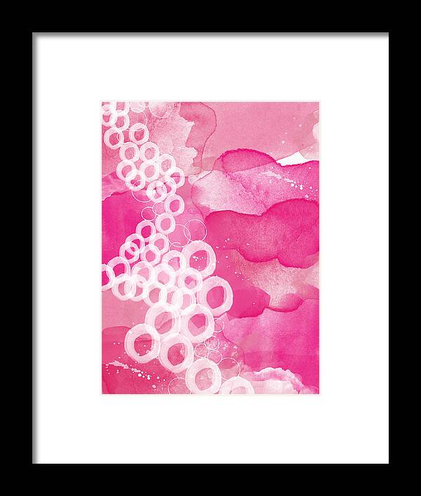 Pink Abstract Framed Print featuring the painting Jubilee- Abstract Art by Linda Woods