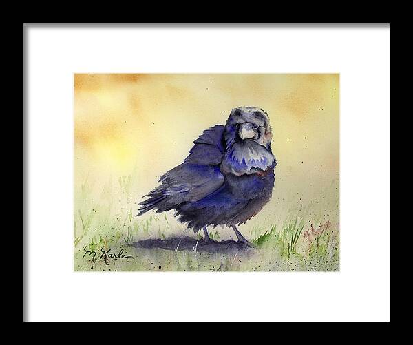 Bird Framed Print featuring the painting Judy's Raven by Marsha Karle
