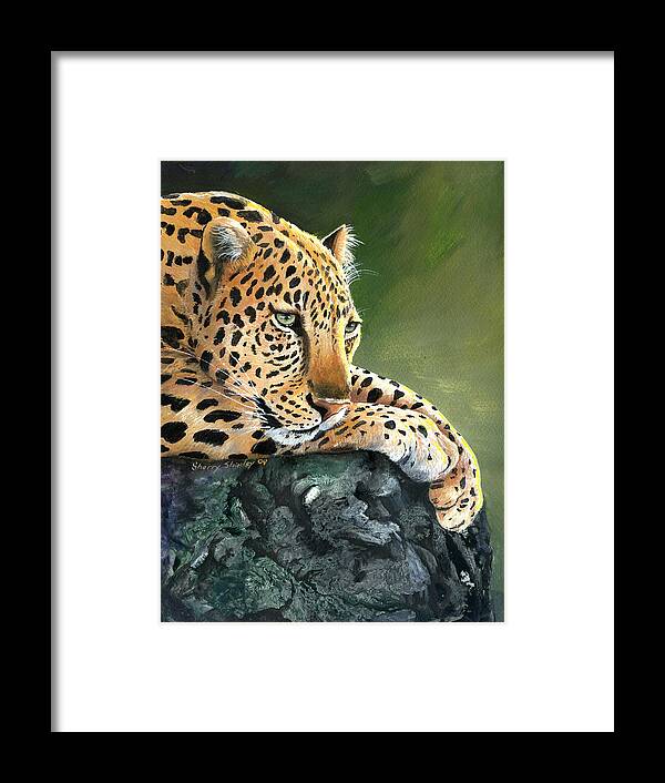 Leopard Framed Print featuring the painting Jumanji by Sherry Shipley