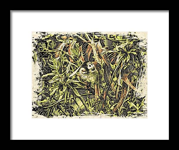 Monkey Framed Print featuring the digital art Jungle George by Cameron Wood