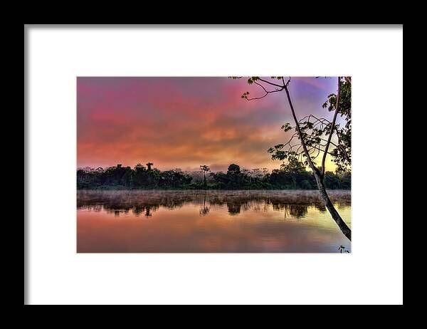 Suriname Framed Print featuring the photograph Jungle Sunrise by Nadia Sanowar
