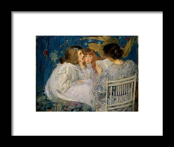 James Framed Print featuring the painting Jungle Tales by Sir James Jebusa Shannon