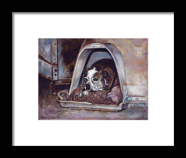Dog Framed Print featuring the painting Junkyard Dog by Harvie Brown