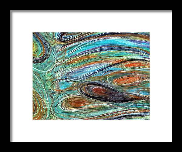 Color Framed Print featuring the pastel Jupiter Explored - An Abstract Interpretation of the Giant Planet by Angela Rath