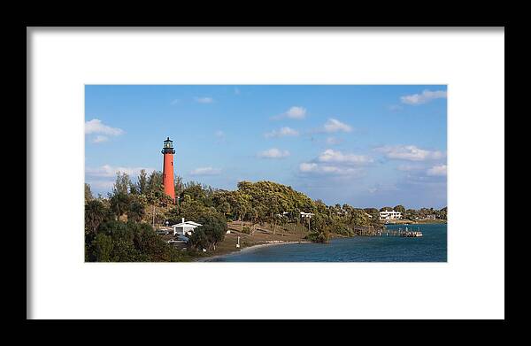 Aid Framed Print featuring the photograph Jupiter Lighthouse and Inlet by Ed Gleichman