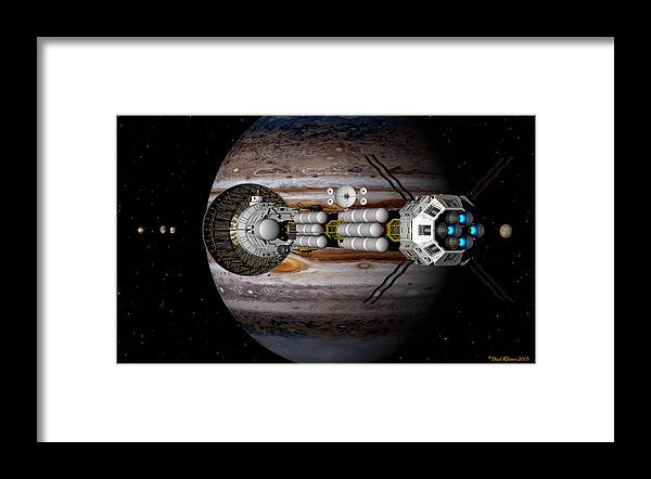 Spaceship Framed Print featuring the digital art Jupiter looming by David Robinson