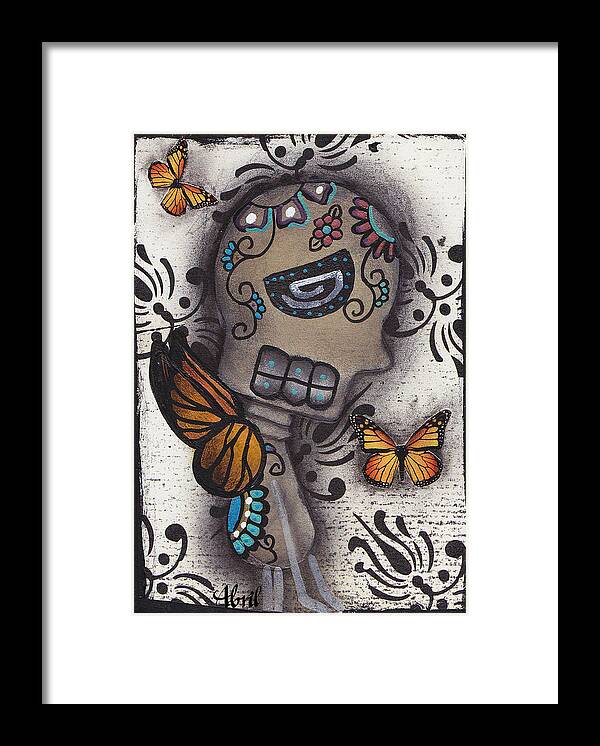 Day Of The Dead Framed Print featuring the painting Just a Butterfly by Abril Andrade