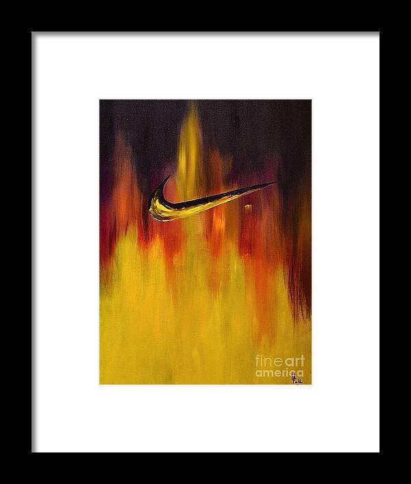 Sports Nike Abstract By Herschel Fall Framed Print featuring the painting Just Do It by Herschel Fall