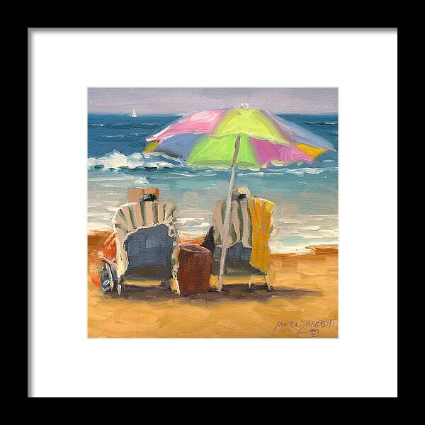Beach Framed Print featuring the painting Just Leave a Message Jr by Laura Lee Zanghetti