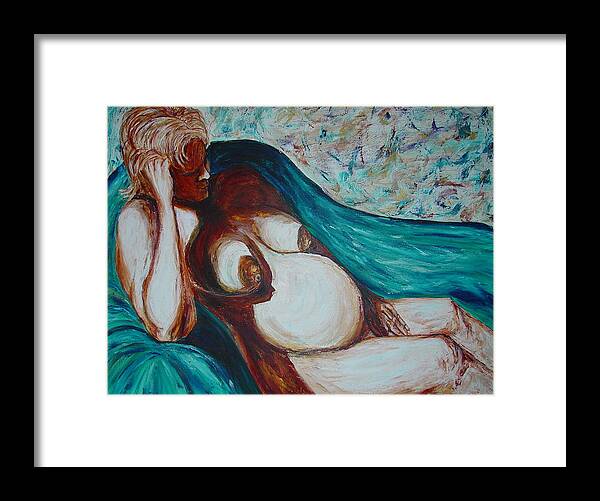 Nude Framed Print featuring the painting Just One More Day by Bonnie Peacher