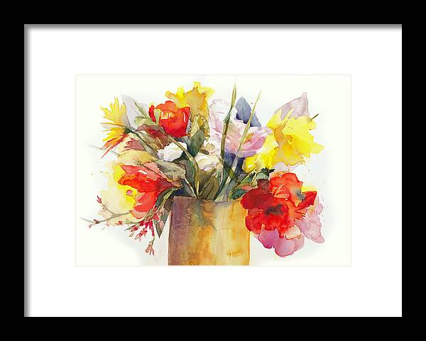 Flowers Framed Print featuring the painting Just Picked by Bonnie Rinier