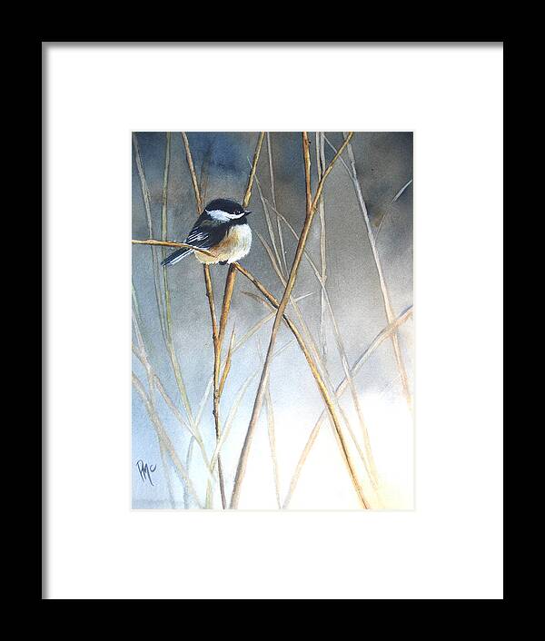 Chickadee Framed Print featuring the painting Just Thinking by Patricia Pushaw