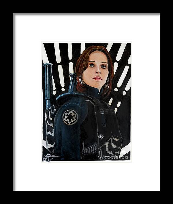 Rogue One Framed Print featuring the painting Jyn Erso by Tom Carlton