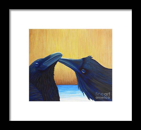 Ravens Framed Print featuring the painting K and B by Brian Commerford