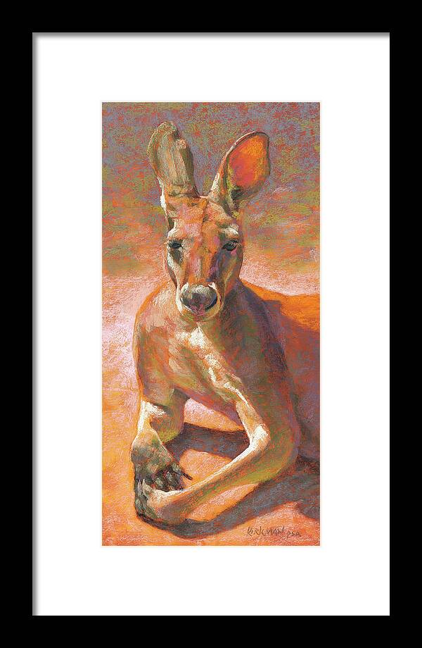 Kangaroo Framed Print featuring the pastel K is for Kangaroo by Rita Kirkman