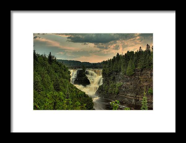 Green Mantle Framed Print featuring the photograph Kakabeka Falls After a Storm by Jakub Sisak